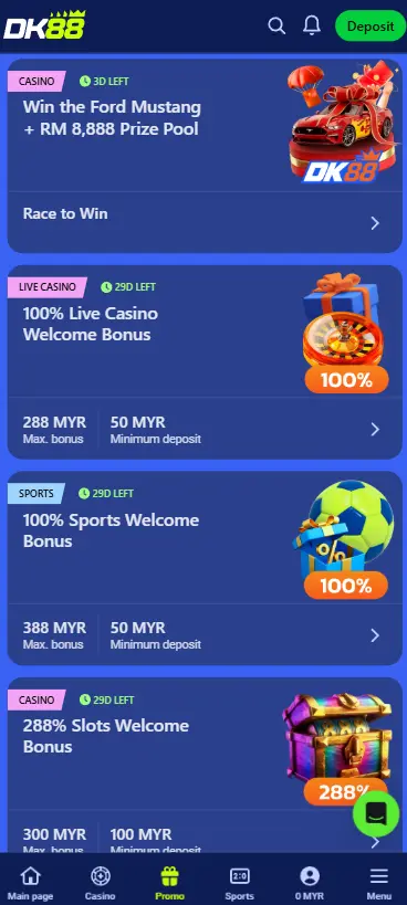 DK88 Casino Mobile Bonuses Exclusive